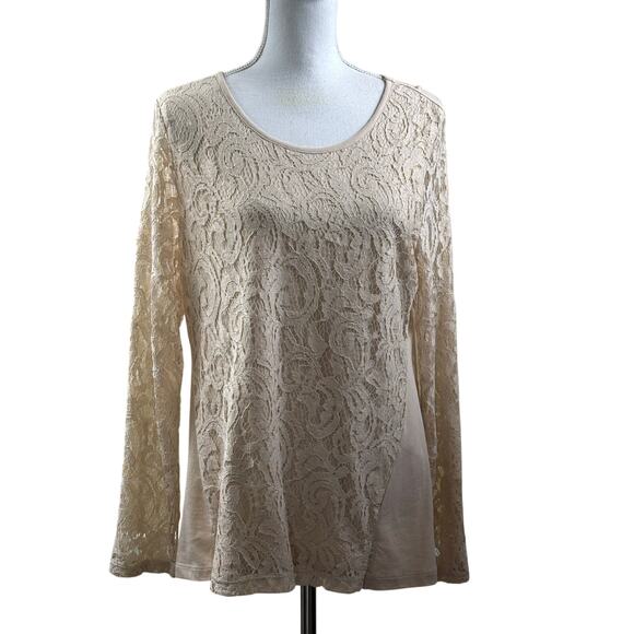 Chico's ecru lace top, bohemian, soft girl, cottagecore, feminine, romantic - Picture 1 of 4